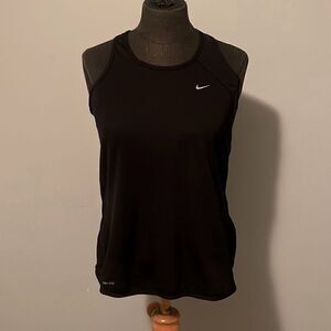 Nike Women's Black Sleeveless Curved Hem Racerback Dri-Fit Tank Top